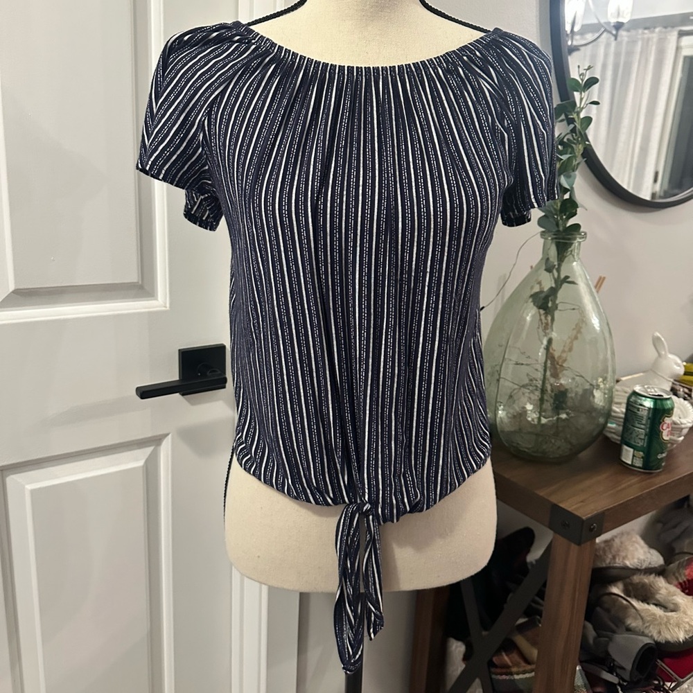 K&C XS Navy Striped Women's Top
